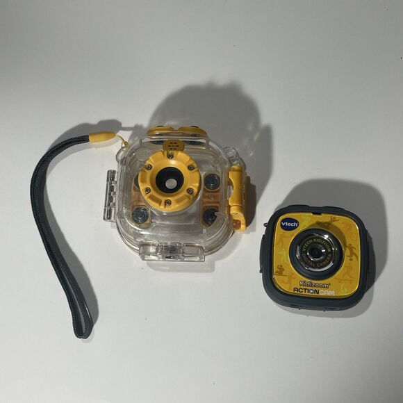 VTech Kidizoom Action Cam Yellow Sports Camera Tested Working Charging Cable - Picture 2 of 10